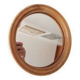 Miroir rond vintage en bois