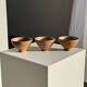 Set of 3 vintage mini bowls on foot, stoneware on pedestal H9 D10.