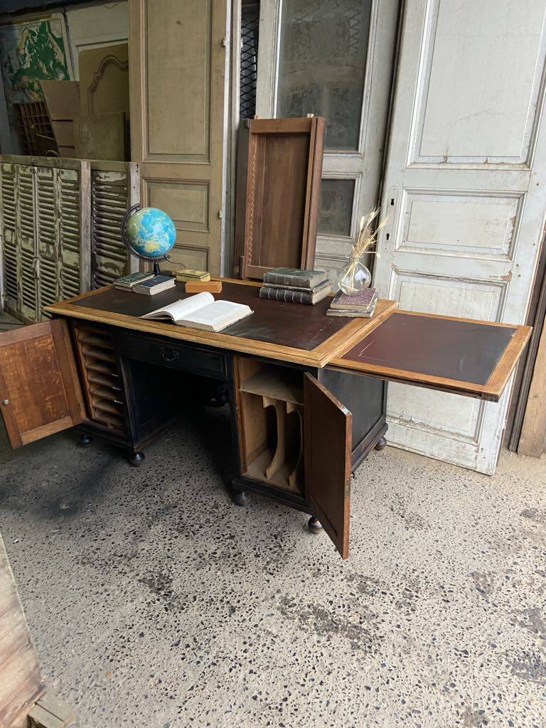 Old wood and leather desk