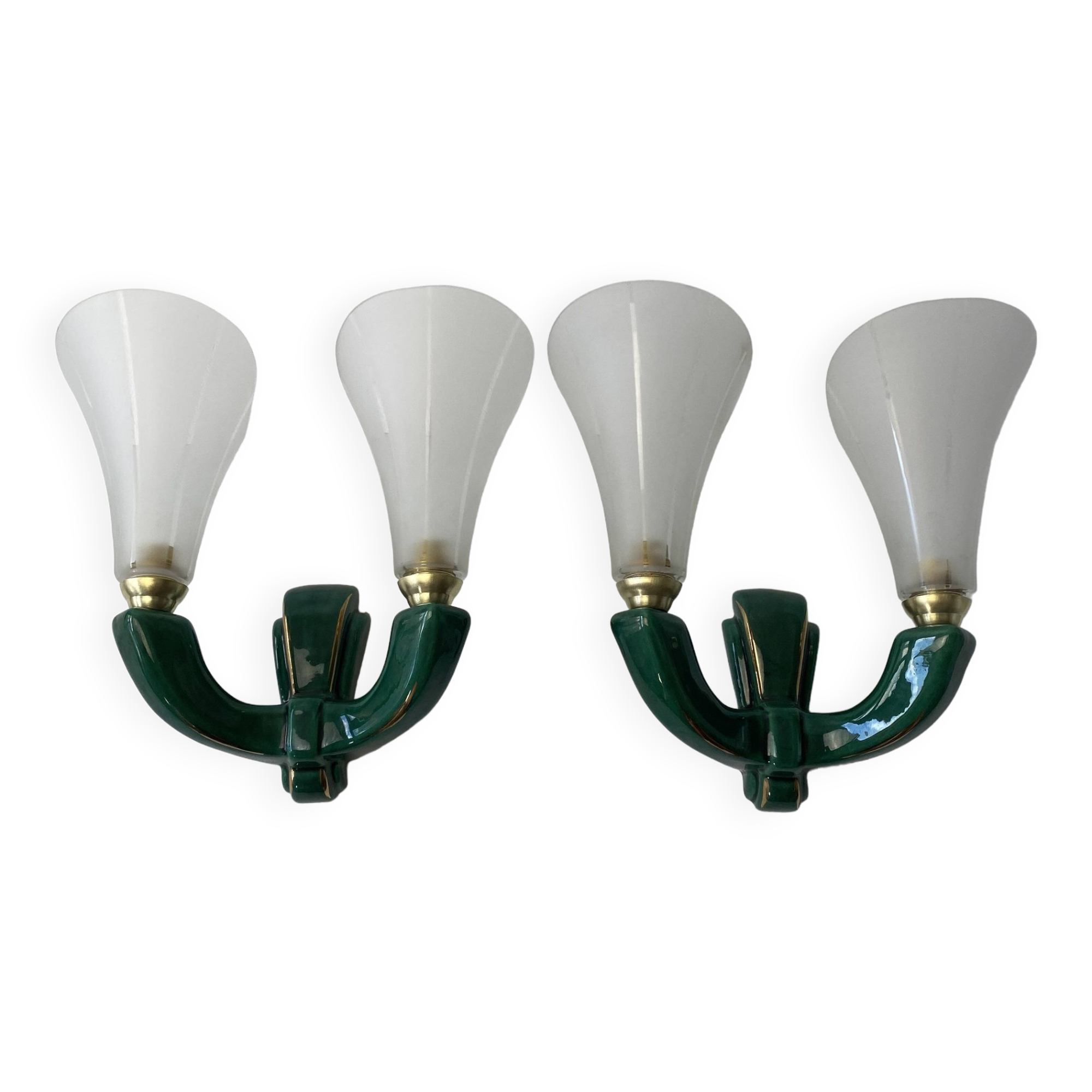 Pair of vintage ceramic wall lamps