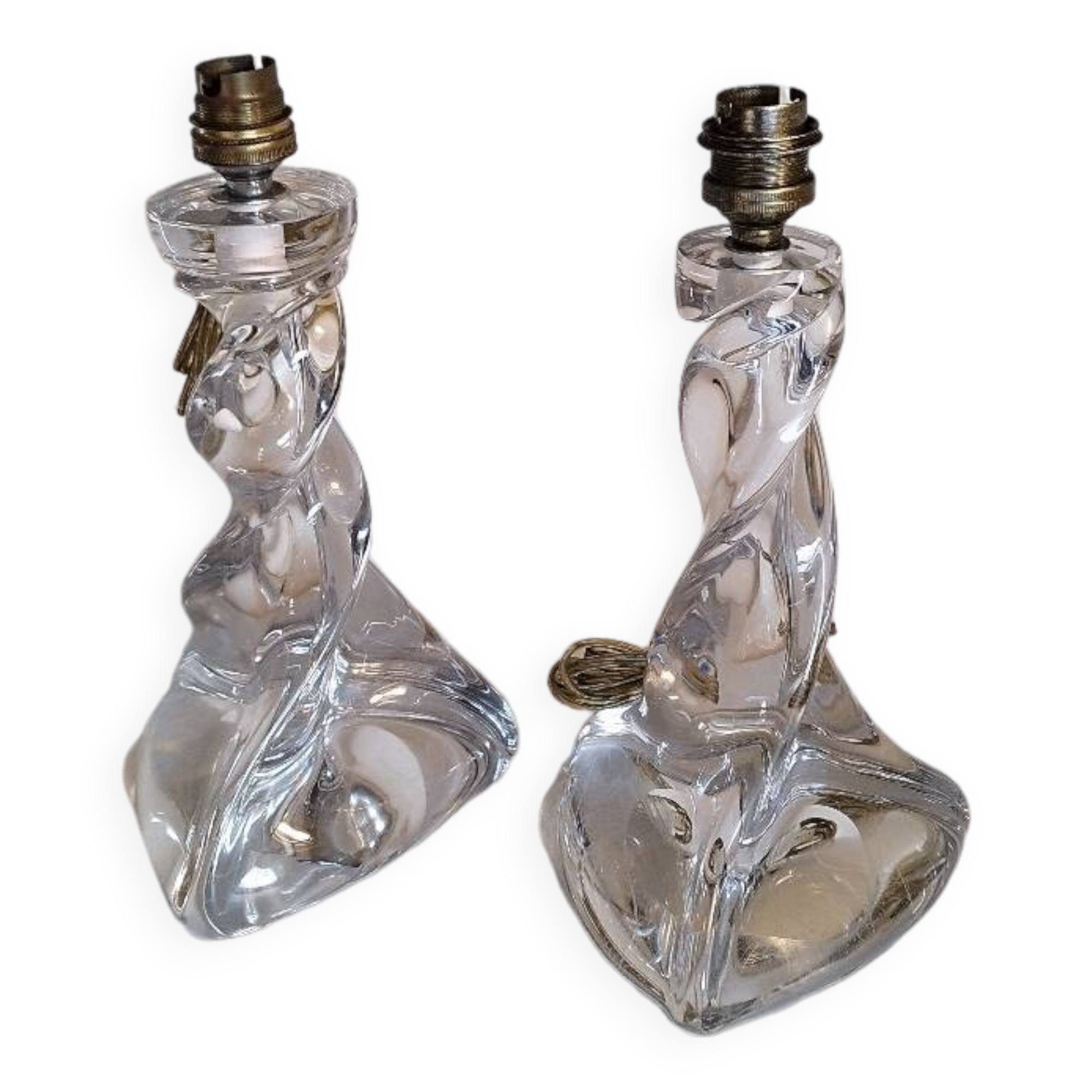 2 Lorraine crystal lamp bases