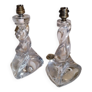 2 pieds de lampe en cristal - lorraine