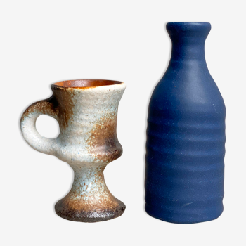 Ensemble de 2 vases en céramique vintage Vest van Woerden Dutch mid image 1 Ensemble de 2 vases en céramique vintage Ve