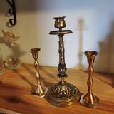 Set of 3 brass candle holders