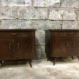 Pair of night tables feet compass bedside end of vintage sofa old 1950 1960 retro