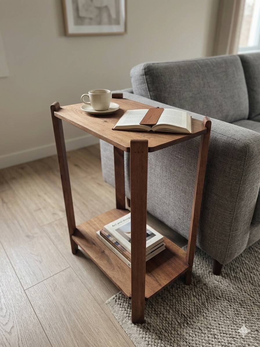 Table d’appoint sculpturale en bois massif – Ligne minimaliste - 1940