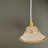 Vintage lampshade pendant lamp in white and gold granite glass