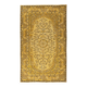 Yellow Overdyed Vintage Turkish Area Rug. Hand-Knotted Wool Carpet for Modern Interiors