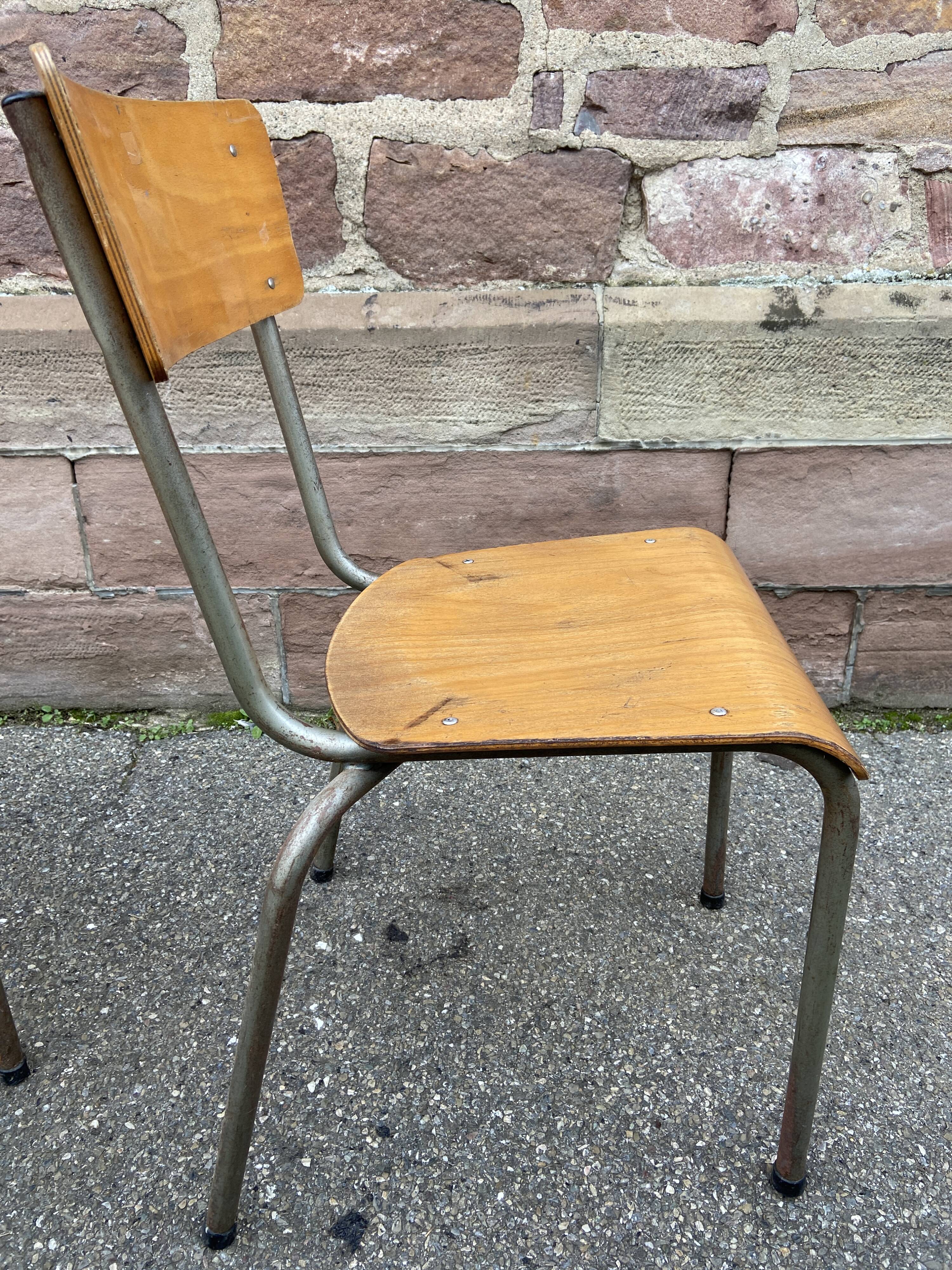 4 vintage school chairs