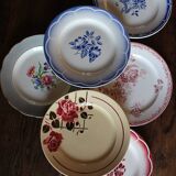 6 mismatched flat plates Marsac Canebière Fontanges Digoin Sarreguemines