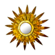 Applique florale soleil brutaliste, métal doré, Italie, 1970