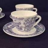 Set of six cups and saucers in opaline, vintage, RIVANEL