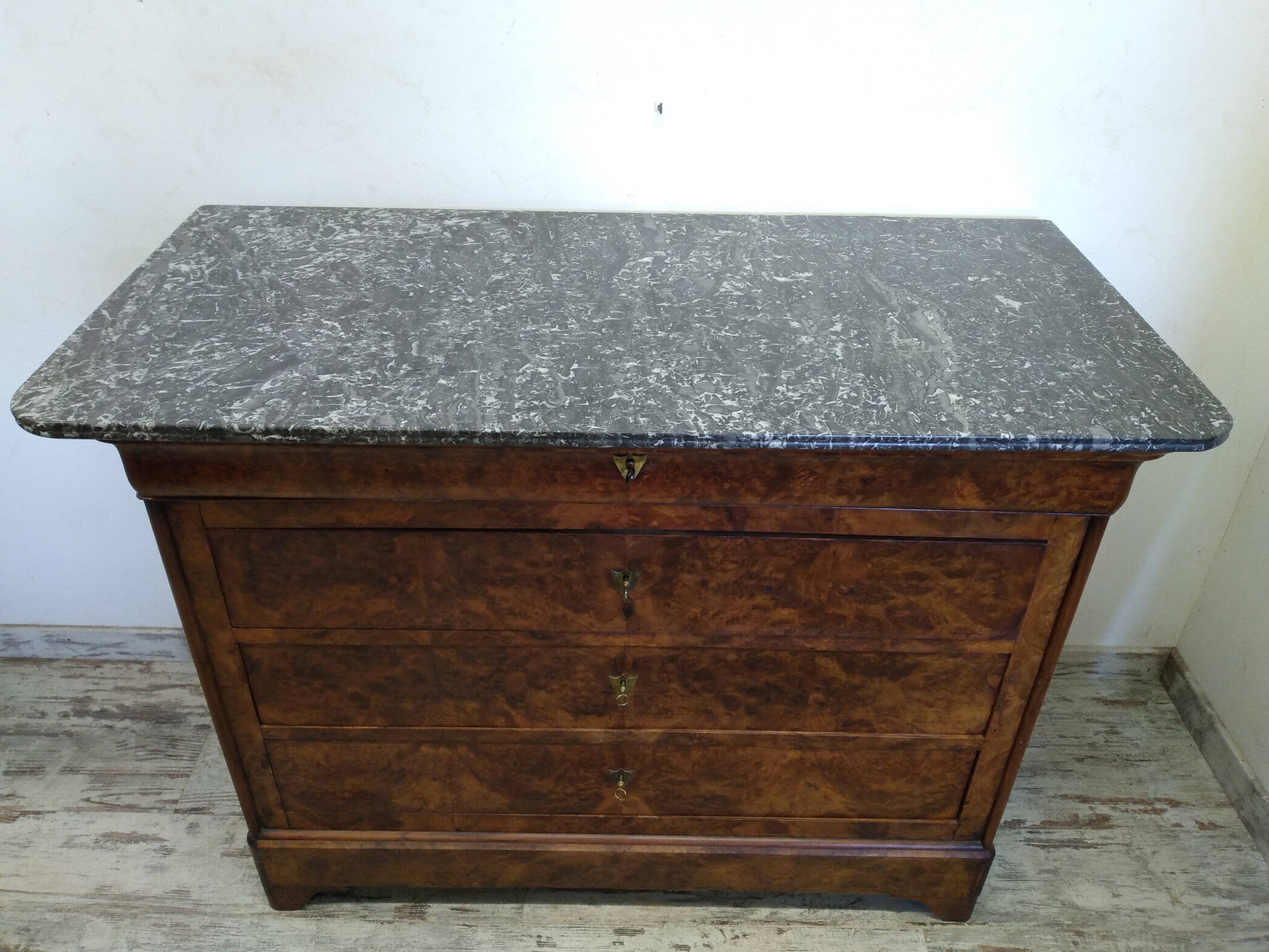 Chest of drawers with old marble