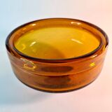 Vintage amber blown glass bowl - decorative bubbles