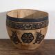 Antique Chinese papier-mâché basket with black papercuts – China, circa 1930