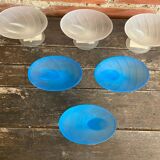 Set of 6 zig zag design ice cream bowls la rochere frosted glass france