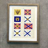 Chromolithograph - framed - Pennants and flags of the Russian Navy from the 19th century