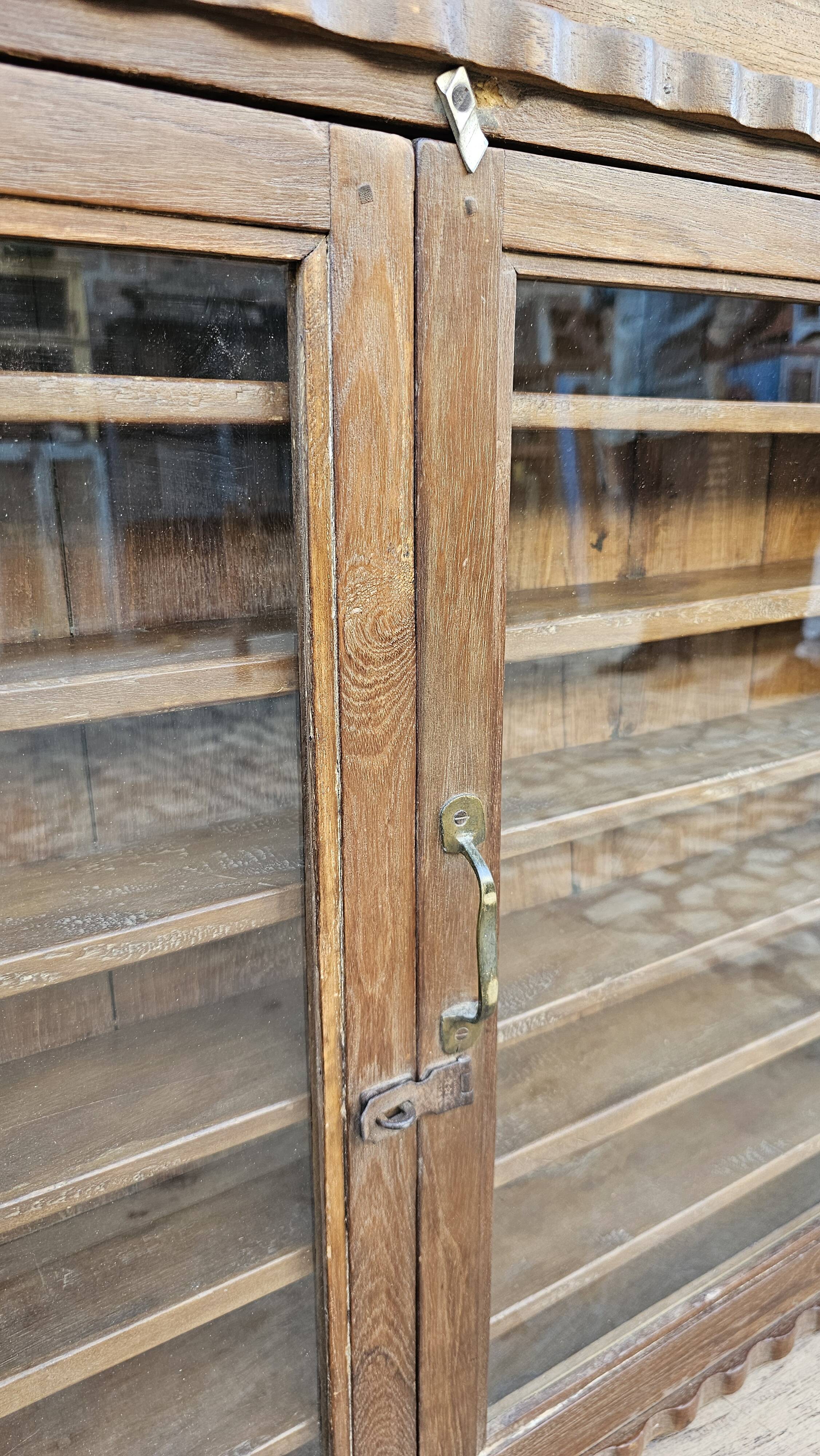 Antique Burmese teak collector's wall display case