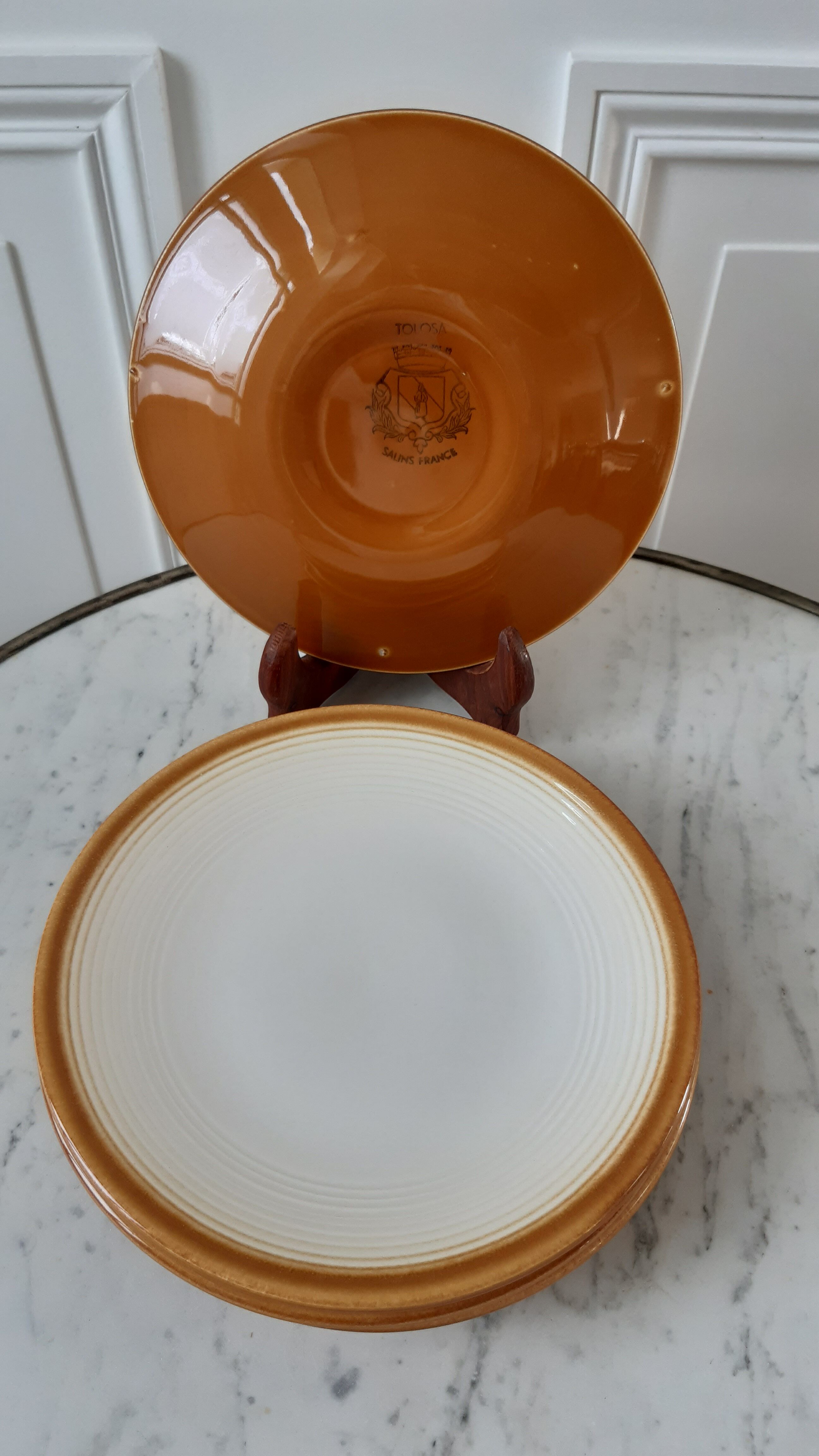 Lot de 6 assiettes à dessert Salins modèle "Tolosa" années 50-60