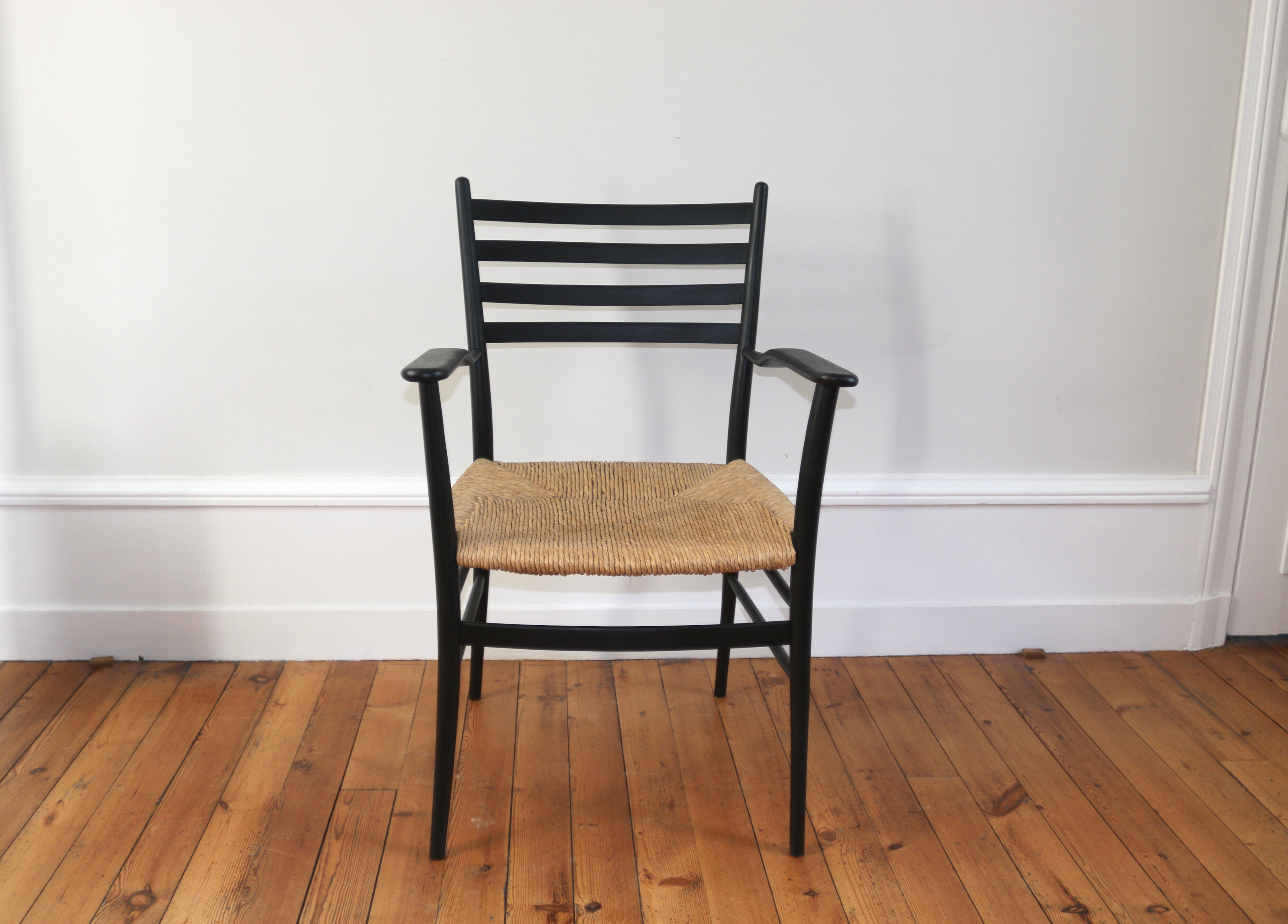 Vintage straw armchair Enrico Delmonte 1960