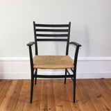 Vintage straw armchair Enrico Delmonte 1960