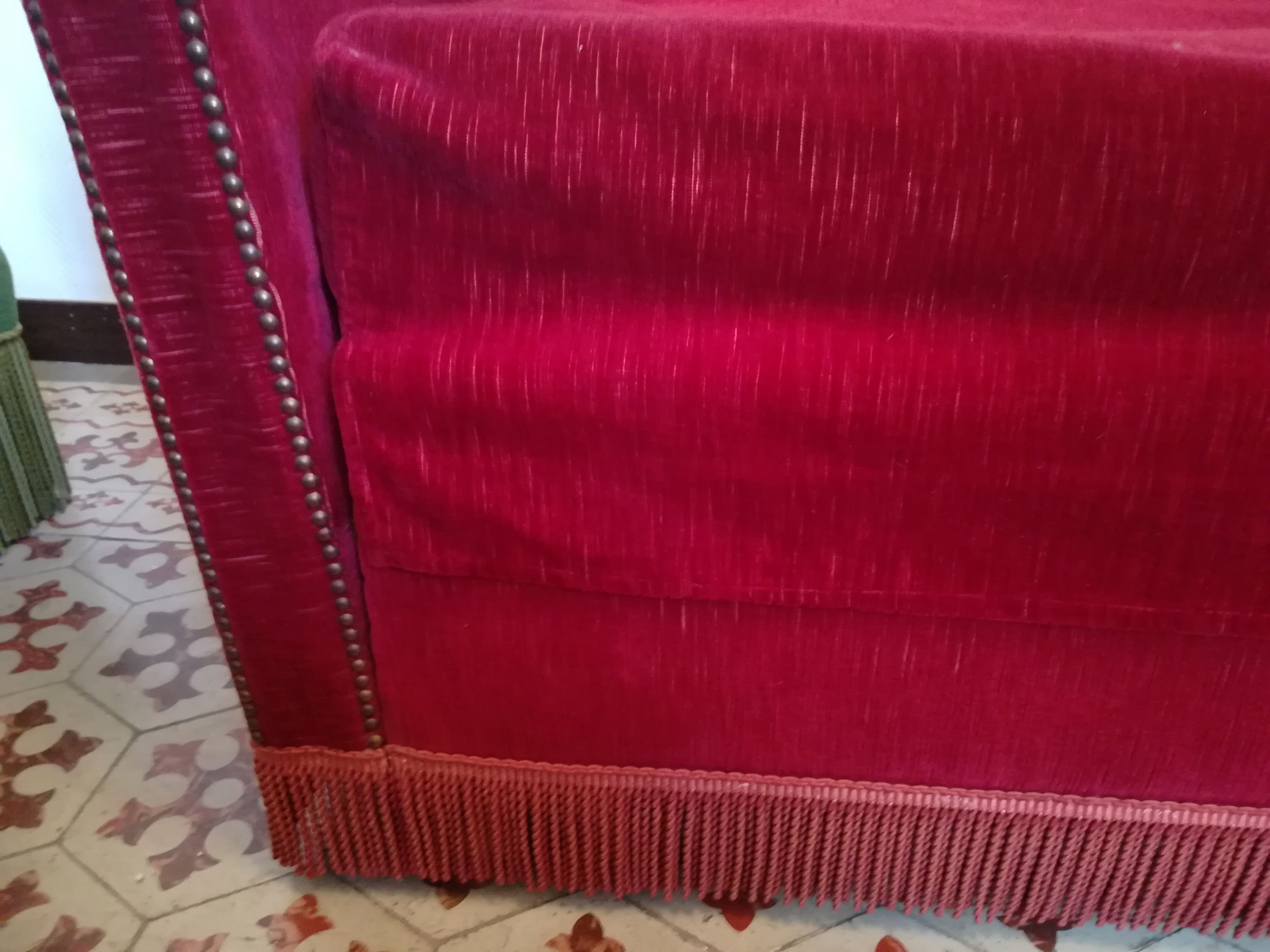 Sofa bench garnet velvet