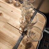 12 small twisted bistro glasses, 19th century