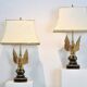 Pair of large Belgian brass carved eagle table lamps