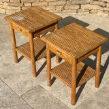 Pair of Bamboo Bedside Tables - Circa 1970