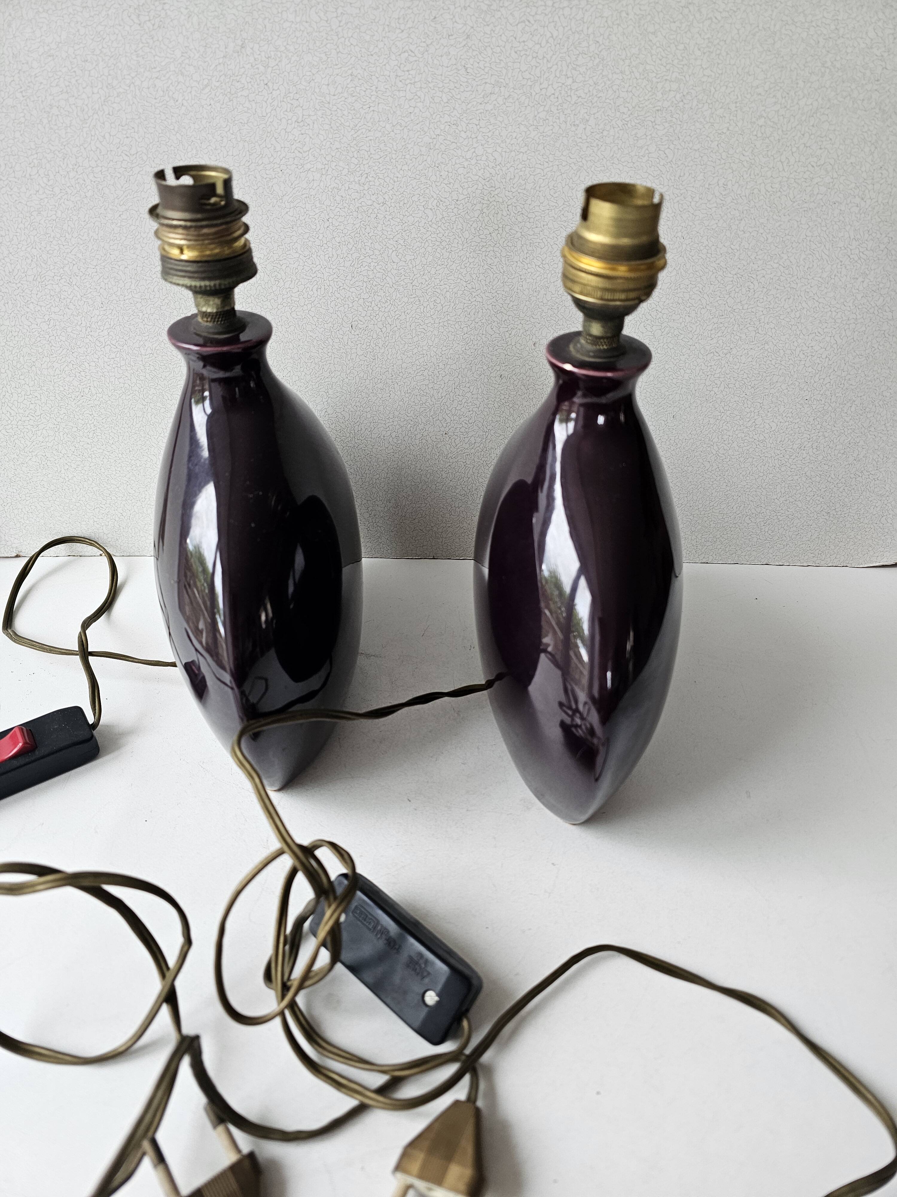 Set of 2 Mauve Ceramic Table Lamps