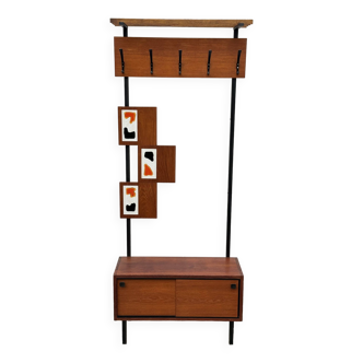MCM Vintage Teak Coat Rack with Storage Unit