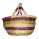 Panier en paille rond et coloré avec anses