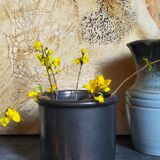 Vintage black glazed earthenware pot
