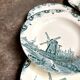 6 Salins iron earthenware soup plates, "Delft" service