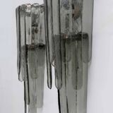 Pair of Carlo Nason Chiseled Murano Glass Cascade Sconces for Mazzega, 1960