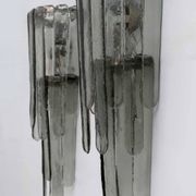 Pair of Carlo Nason Chiseled Murano Glass Cascade Sconces for Mazzega, 1960