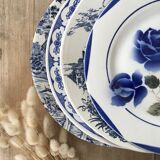 Blue & white mismatched flat plates