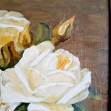 Oil on canvas white roses