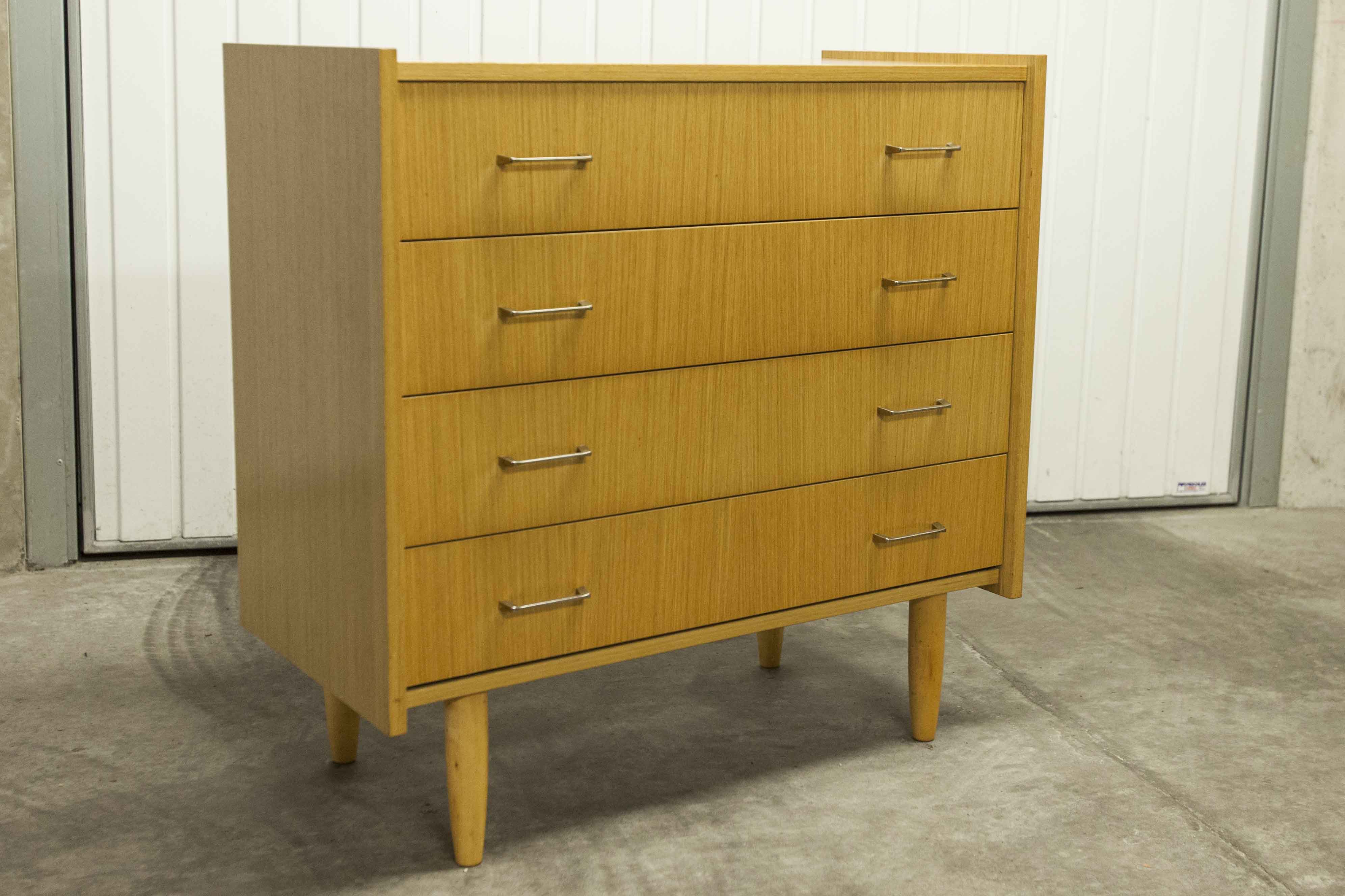 Commode scandinave  4 tiroirs 1990 couleur miel