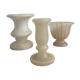 Trio de 3 bougeoirs vintage en albâtre