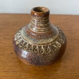 Old Lamp Base Vintage Brown Glazed Stoneware Soliflore #D437