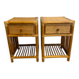 Pair of vintage rattan bedside tables