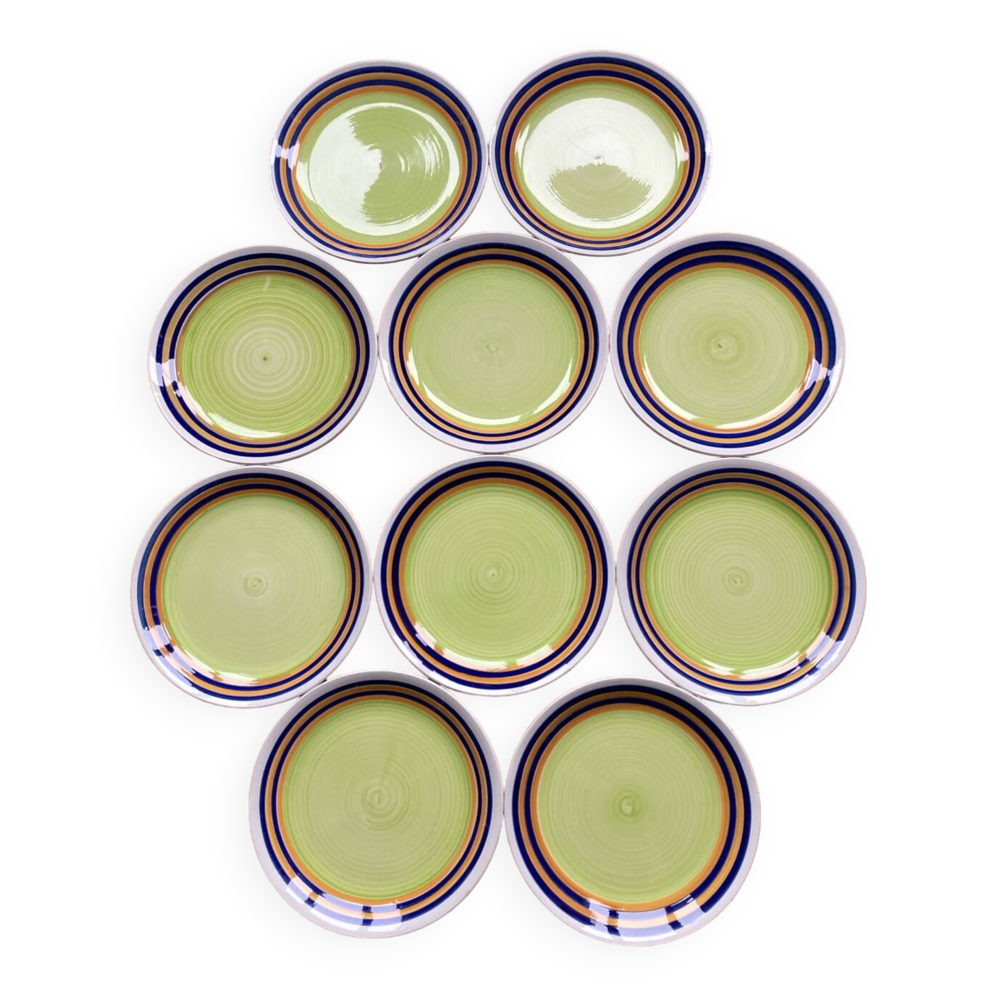 Colorful dessert plates Digoin Sarreguemines Florence