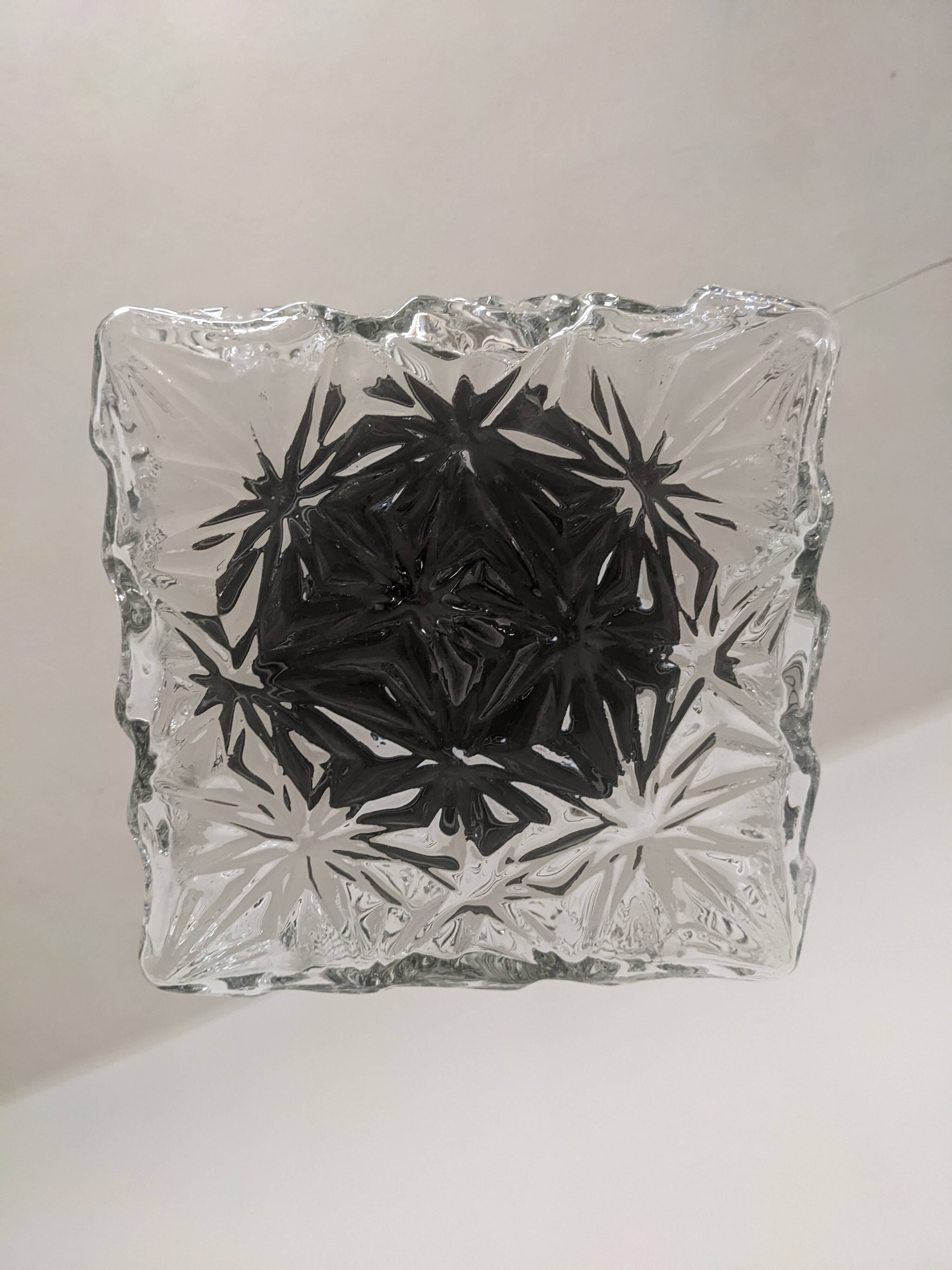 Square glass pendant by Limburg, Germany, around 1970.
