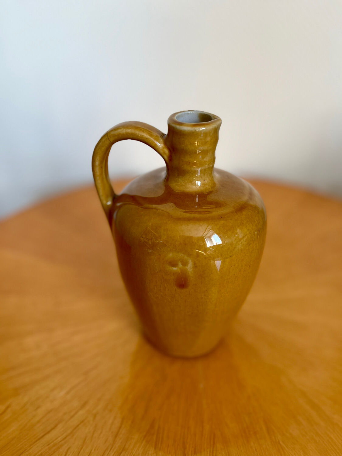 Vintage beige ceramic pitcher jug bottle
