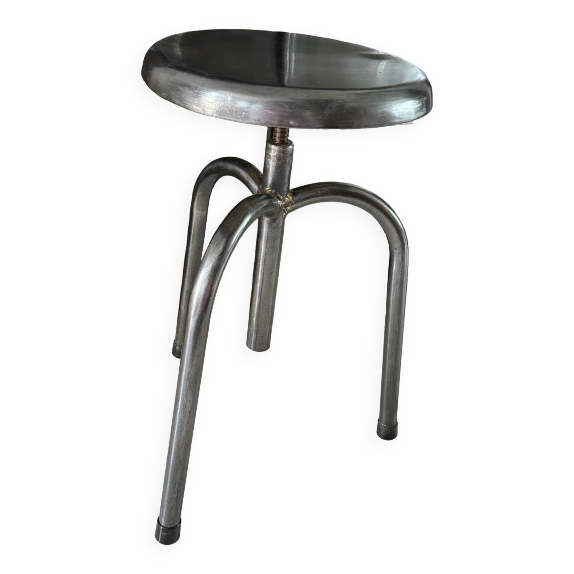 Height-adjustable tripod metal stool