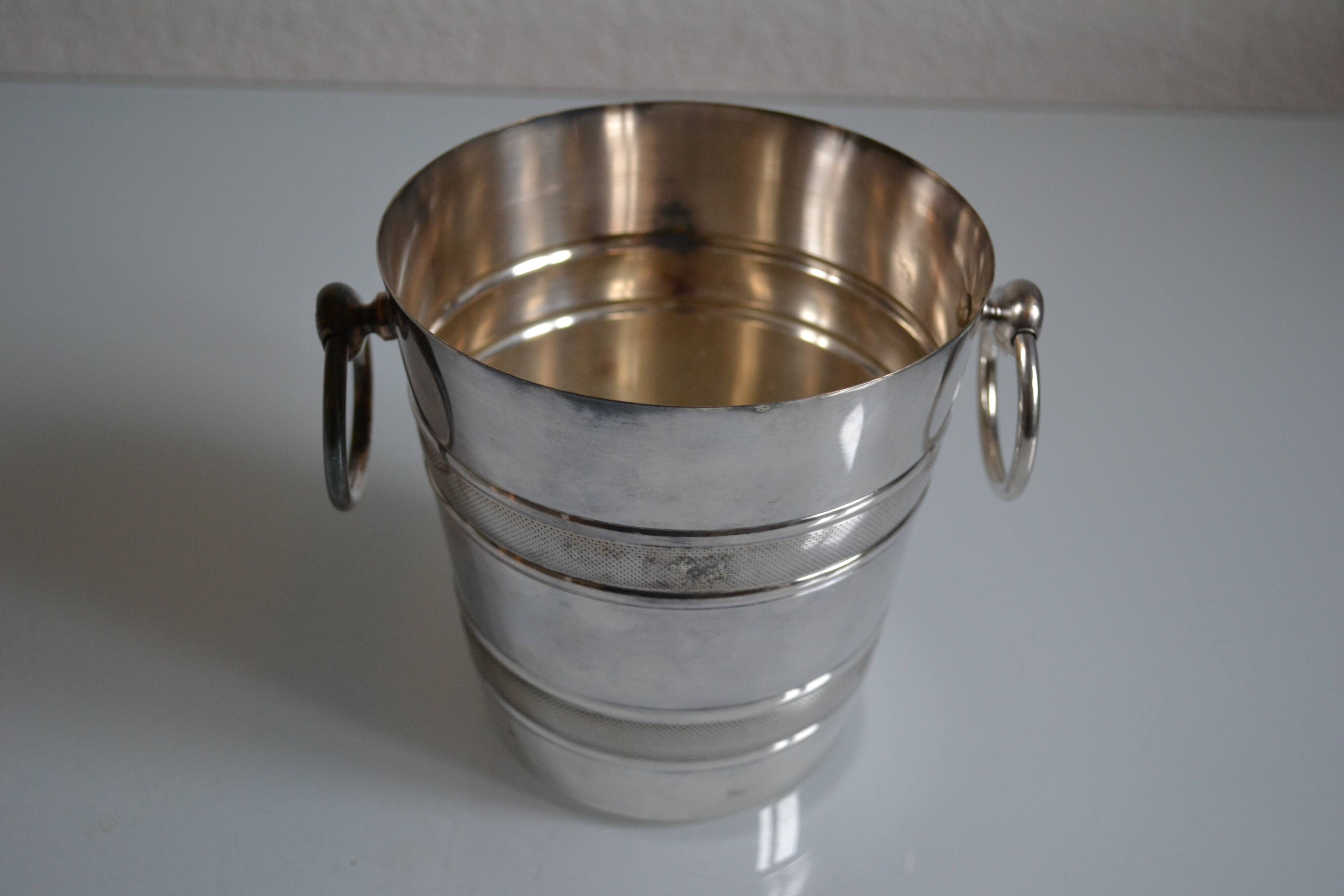 Vintage silver metal ice bucket