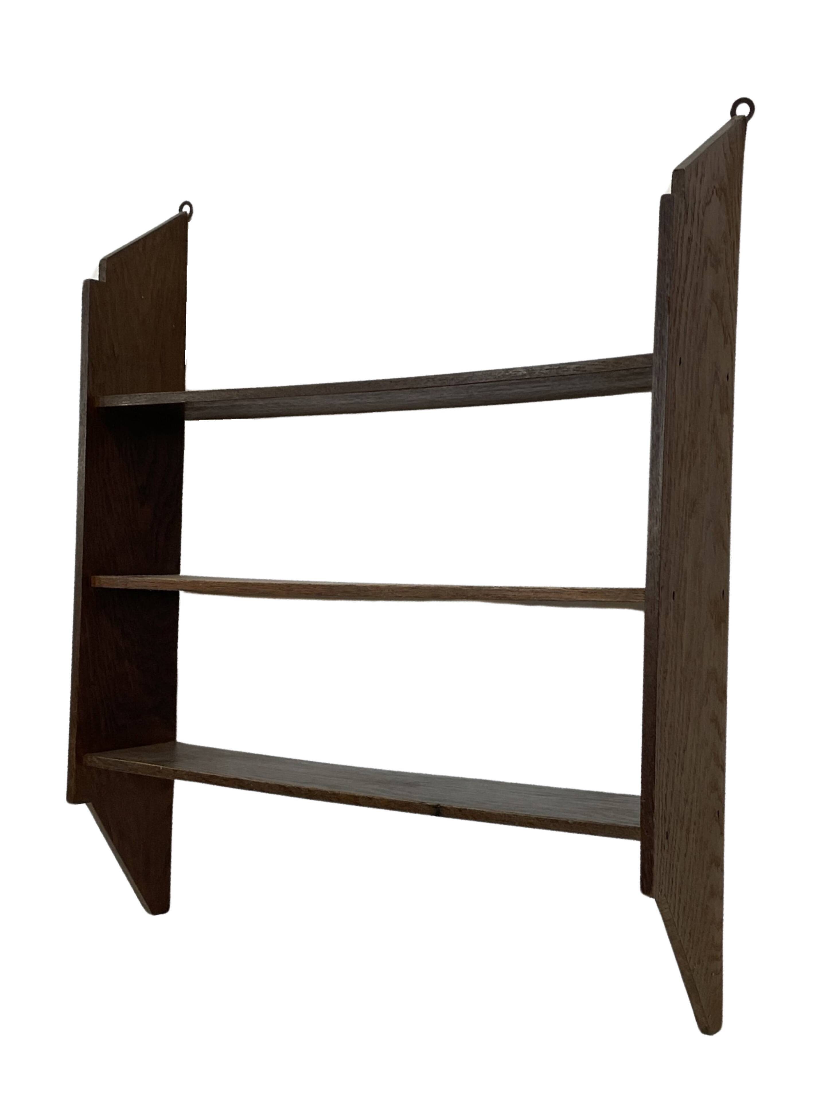 Vintage wooden wall shelve rack bookshelf in oak
