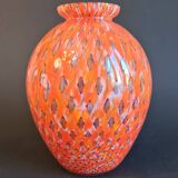 Shimmering orange blown glass vase