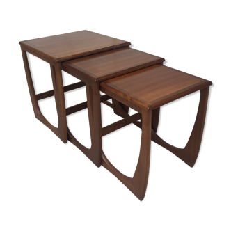 Vtg Mid Century Quadrille Teak Sunelm Nest Of Tables Side Coffee Table Danish